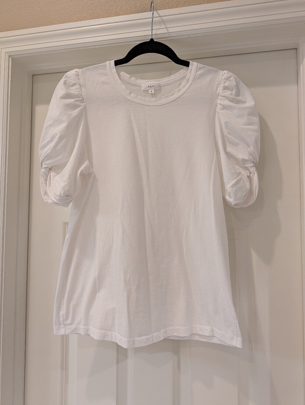 A.L.C. White Puff Sleeve Short Sleeve Tee